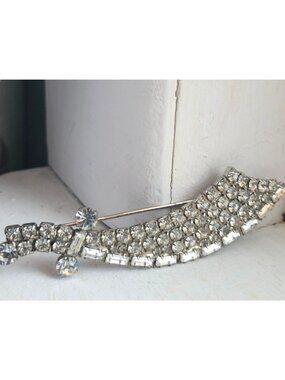 Vintage Crystal brooch Sword or scarf pin glass Rhinestone jewelry elegant gift